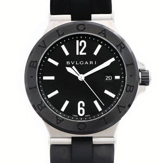 BVLGARI ブルガリ ディアゴノ DG42SC デイト 黒 ブラック CE セラミック SS ステンレス 純正ベルト 純正尾錠 メンズ 自動巻き【6ヶ月保証】【腕時計】【中古】