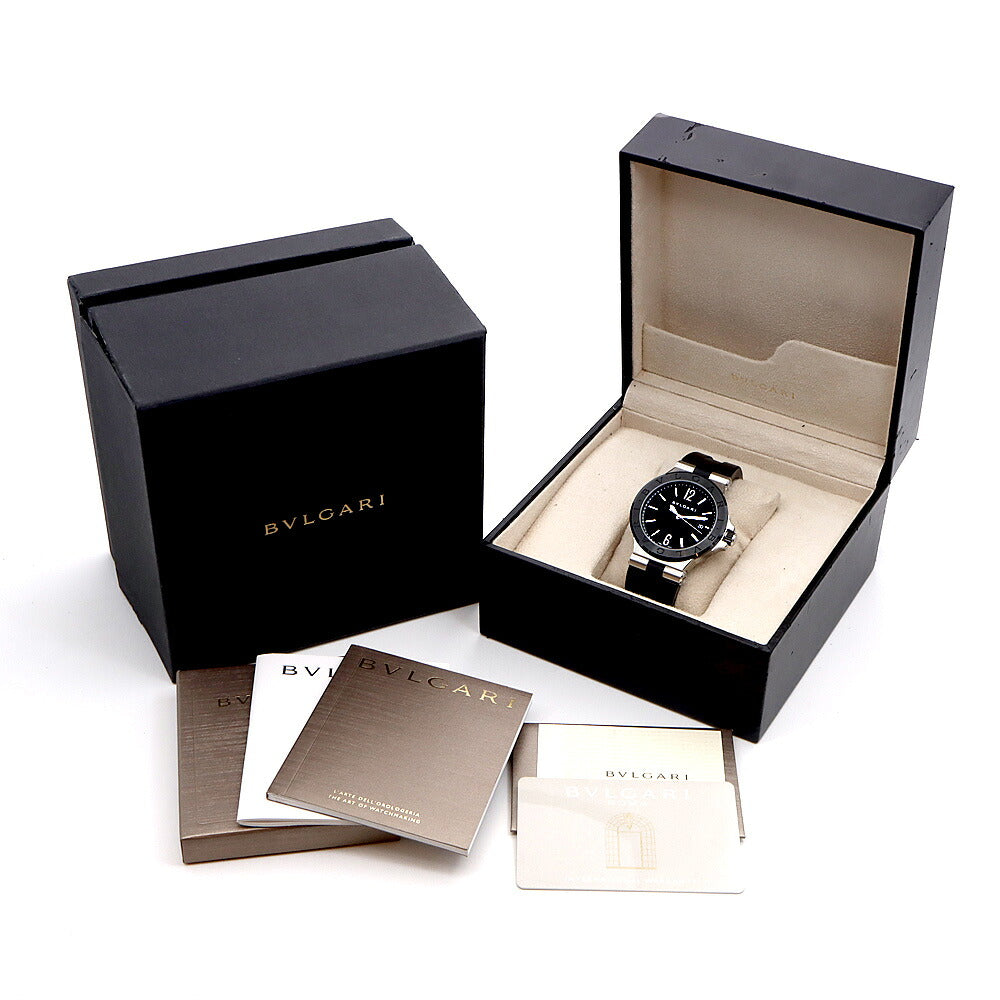 BVLGARI ブルガリ ディアゴノ DG42SC デイト 黒 ブラック CE セラミック SS ステンレス 純正ベルト 純正尾錠 メンズ 自動巻き【6ヶ月保証】【腕時計】【中古】