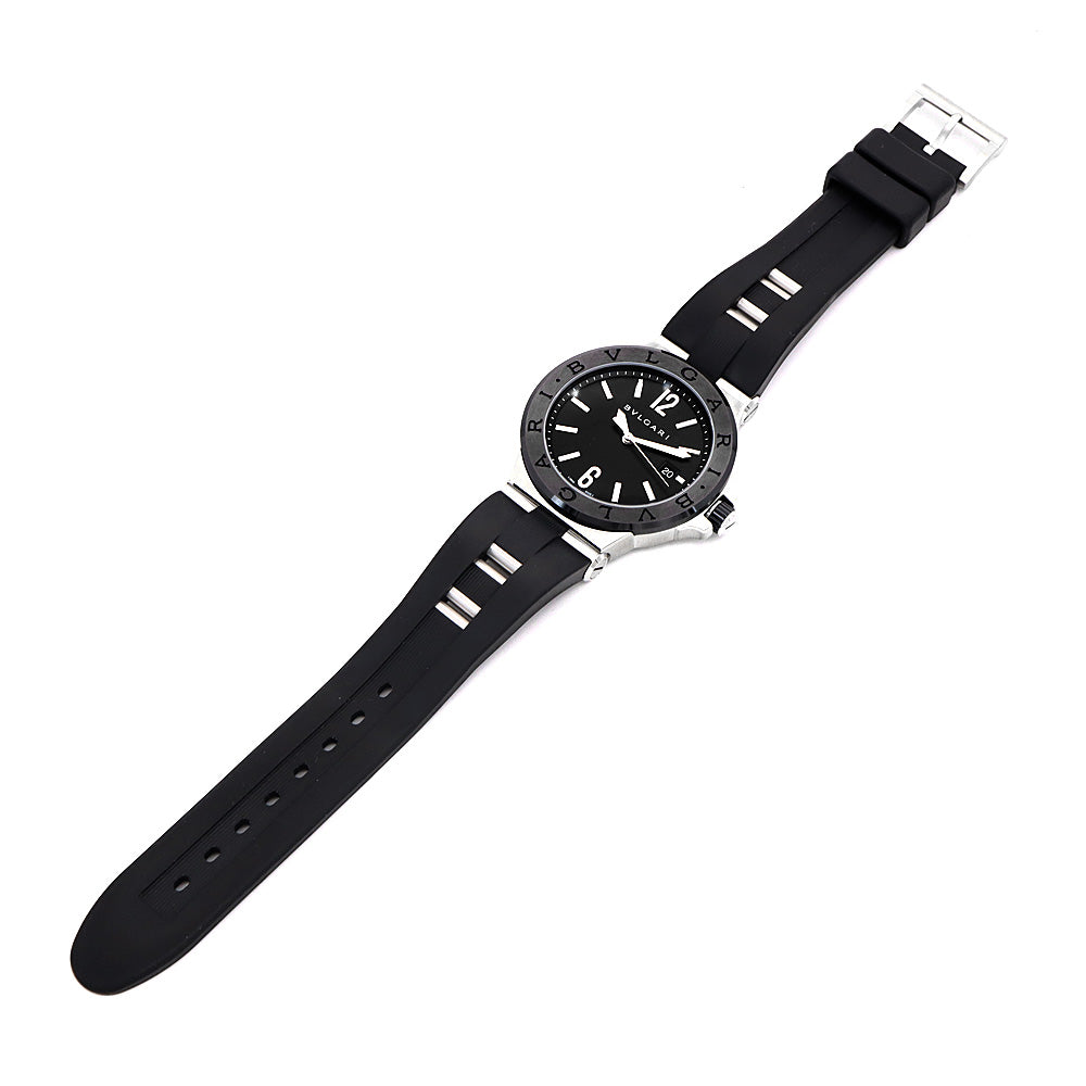 BVLGARI ブルガリ ディアゴノ DG42SC デイト 黒 ブラック CE セラミック SS ステンレス 純正ベルト 純正尾錠 メンズ 自動巻き【6ヶ月保証】【腕時計】【中古】