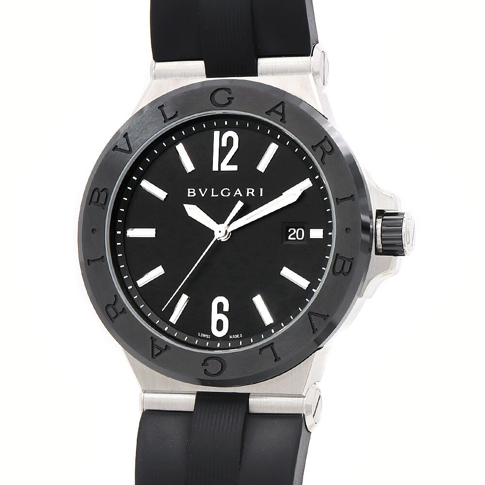 BVLGARI ブルガリ ディアゴノ DG42SC デイト 黒 ブラック CE セラミック SS ステンレス 純正ベルト 純正尾錠 メンズ 自動巻き【6ヶ月保証】【腕時計】【中古】