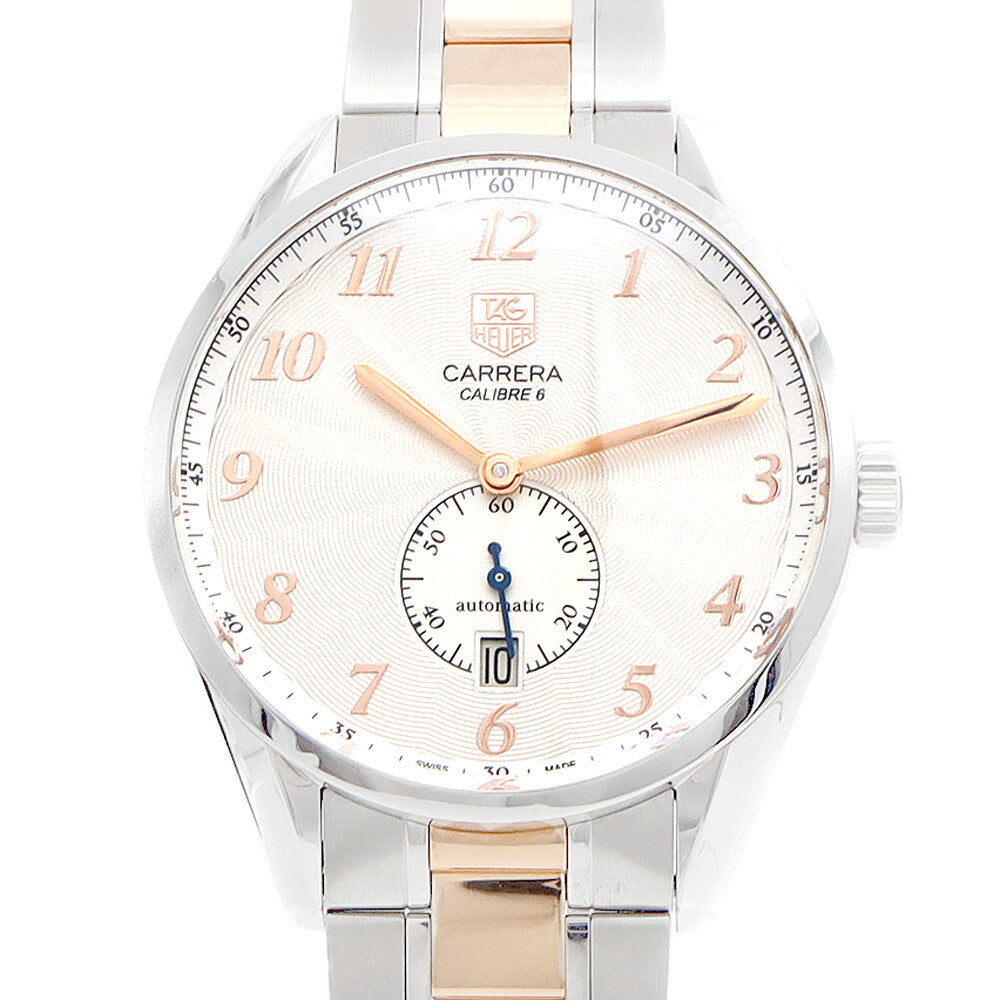 内部点検済 TAG Heuer タグホイヤー カレラ ヘリテージ キャリバー 6 WAS2112 BD0734 デイト 100m防水 裏スケ シルバー PG ピンクゴールド SS ステンレス コンビ メンズ 自動巻き【6ヶ月保証】【腕時計】【中古】