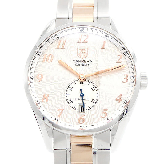 内部点検済 TAG Heuer タグホイヤー カレラ ヘリテージ キャリバー 6 WAS2112 BD0734 デイト 100m防水 裏スケ シルバー PG ピンクゴールド SS ステンレス コンビ メンズ 自動巻き【6ヶ月保証】【腕時計】【中古】