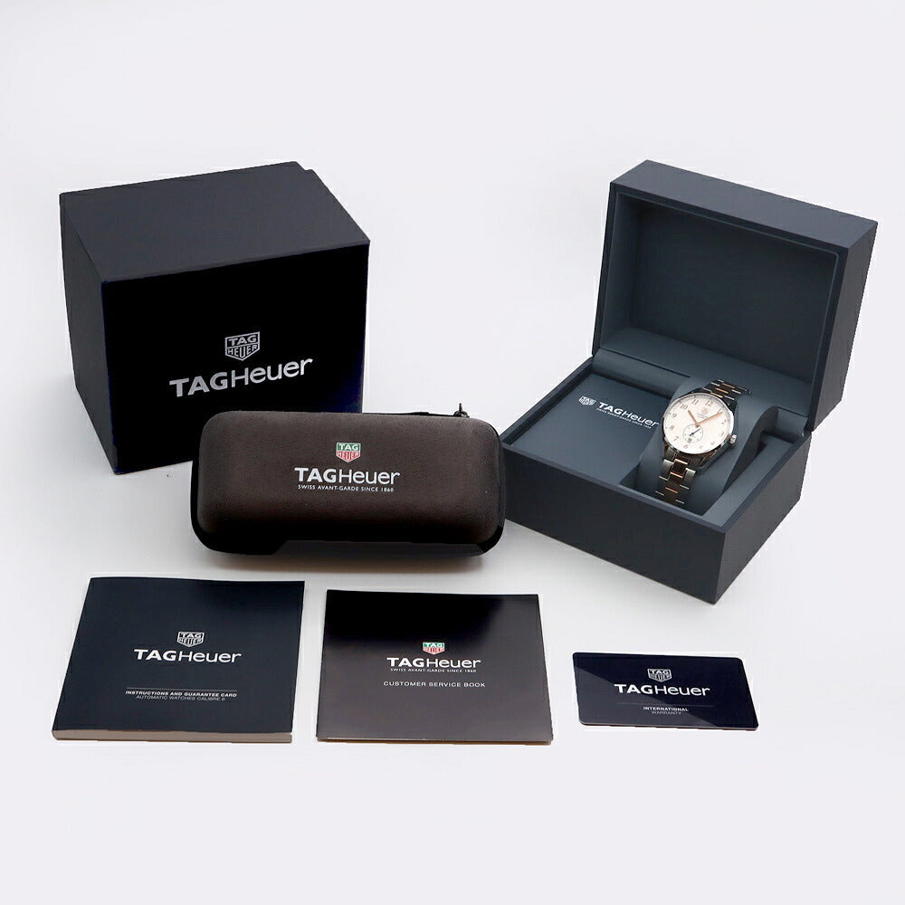 内部点検済 TAG Heuer タグホイヤー カレラ ヘリテージ キャリバー 6 WAS2112 BD0734 デイト 100m防水 裏スケ シルバー PG ピンクゴールド SS ステンレス コンビ メンズ 自動巻き【6ヶ月保証】【腕時計】【中古】
