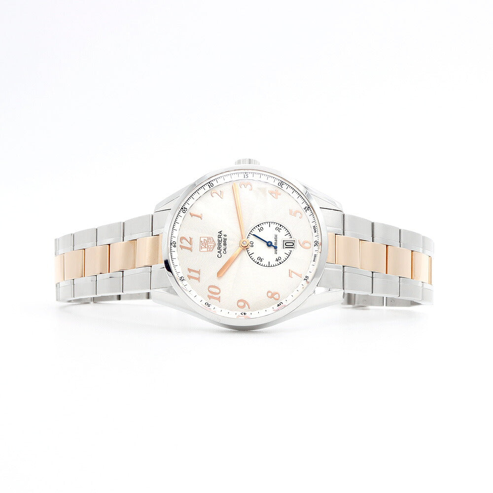内部点検済 TAG Heuer タグホイヤー カレラ ヘリテージ キャリバー 6 WAS2112 BD0734 デイト 100m防水 裏スケ シルバー PG ピンクゴールド SS ステンレス コンビ メンズ 自動巻き【6ヶ月保証】【腕時計】【中古】