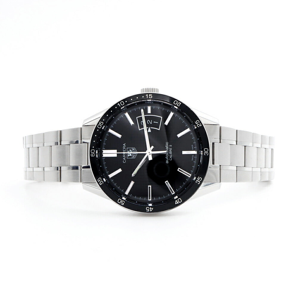 TAG Heuer タグホイヤー カレラ キャリバー5 WV211M デイト 100m防水 裏スケ 黒 ブラック SS ステンレス メンズ 自動巻き【6ヶ月保証】【腕時計】【中古】