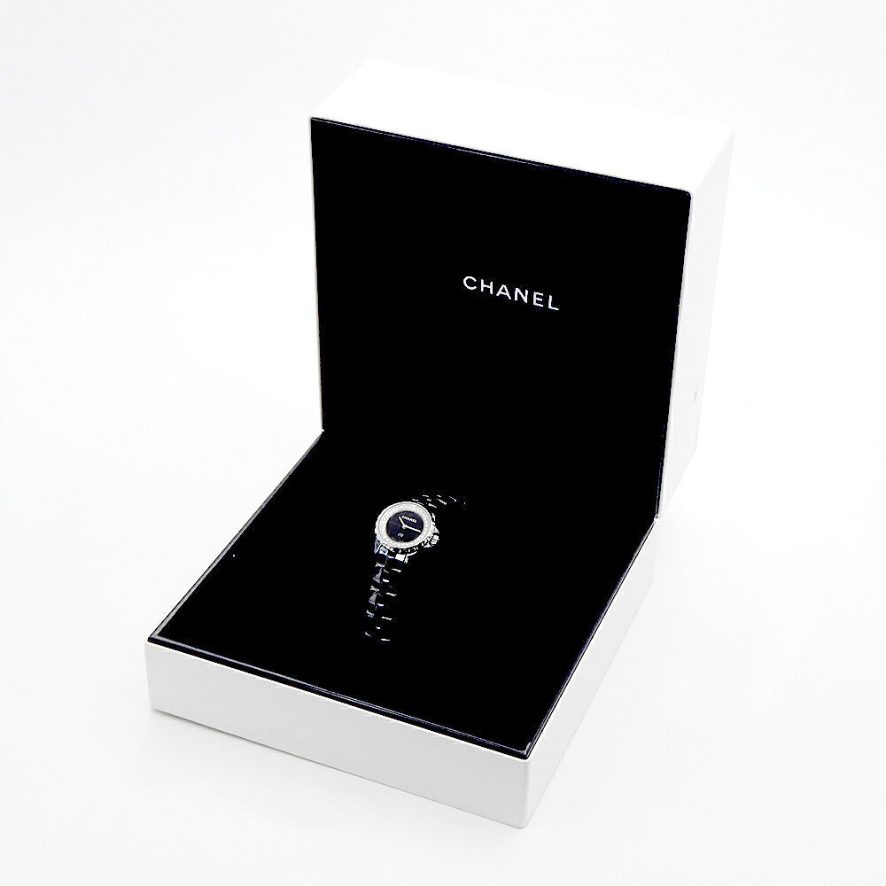 電池交換済 CHANEL シャネル J12 XS H5235 純正ダイヤモンド サークルダイヤ 30m防水 黒 ブラック SS ステンレス CE セラミック レディース クォーツ 【6ヶ月保証】【腕時計】【中古】