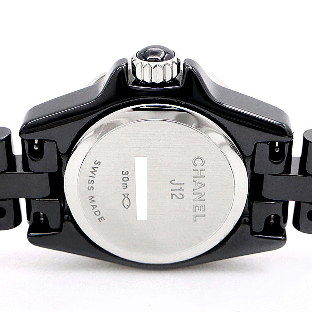 電池交換済 CHANEL シャネル J12 XS H5235 純正ダイヤモンド サークルダイヤ 30m防水 黒 ブラック SS ステンレス CE セラミック レディース クォーツ 【6ヶ月保証】【腕時計】【中古】