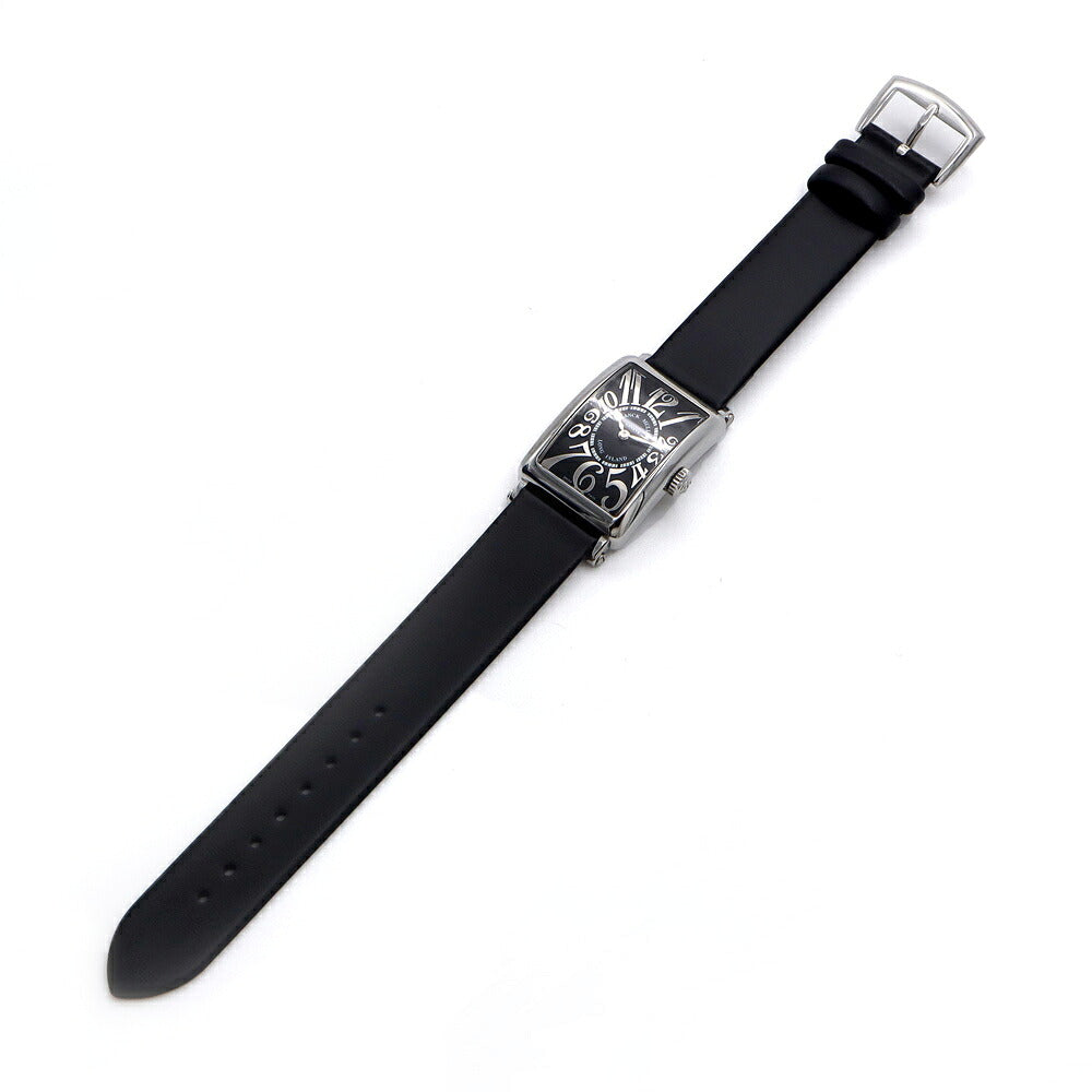 電池交換済 FRANCK MULLER フランクミュラー ロングアイランド レリーフ 902QZREL 黒 ブラック ギョーシェ SS ステンレス 純正尾錠 レディース クォーツ【6ヶ月保証】【腕時計】【中古】