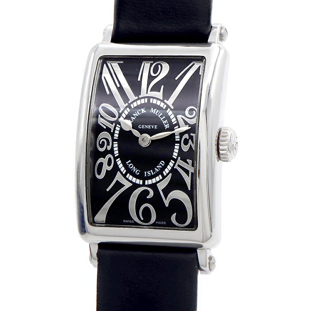 電池交換済 FRANCK MULLER フランクミュラー ロングアイランド レリーフ 902QZREL 黒 ブラック ギョーシェ SS ステンレス 純正尾錠 レディース クォーツ【6ヶ月保証】【腕時計】【中古】