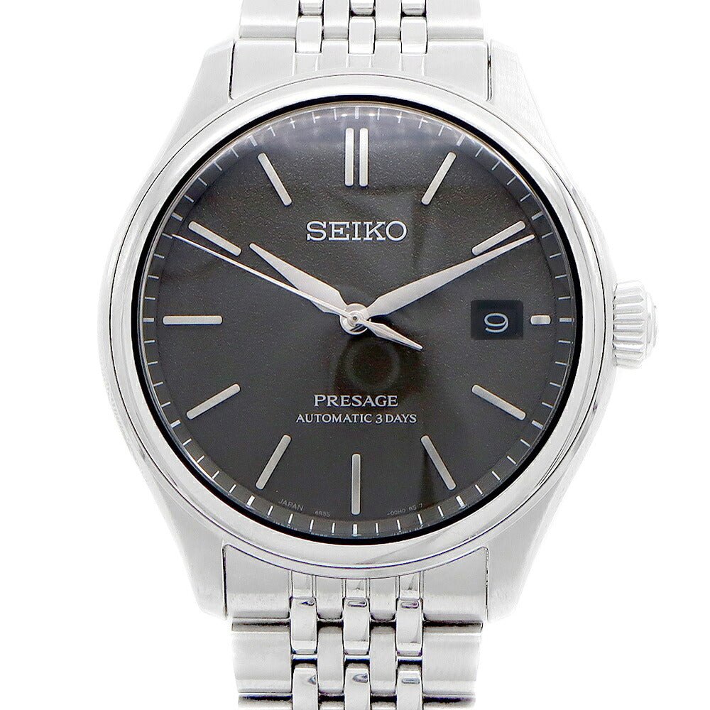 SEIKO セイコー プレザージュ クラシックシリーズ 6R55-00H0 100m防水 デイト 裏スケ グレー SS ステンレス メンズ 自動巻き プレサージュ【6ヶ月保証】【腕時計】【中古】