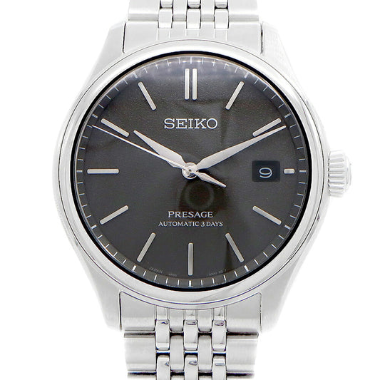 SEIKO セイコー プレザージュ クラシックシリーズ 6R55-00H0 100m防水 デイト 裏スケ グレー SS ステンレス メンズ 自動巻き プレサージュ【6ヶ月保証】【腕時計】【中古】