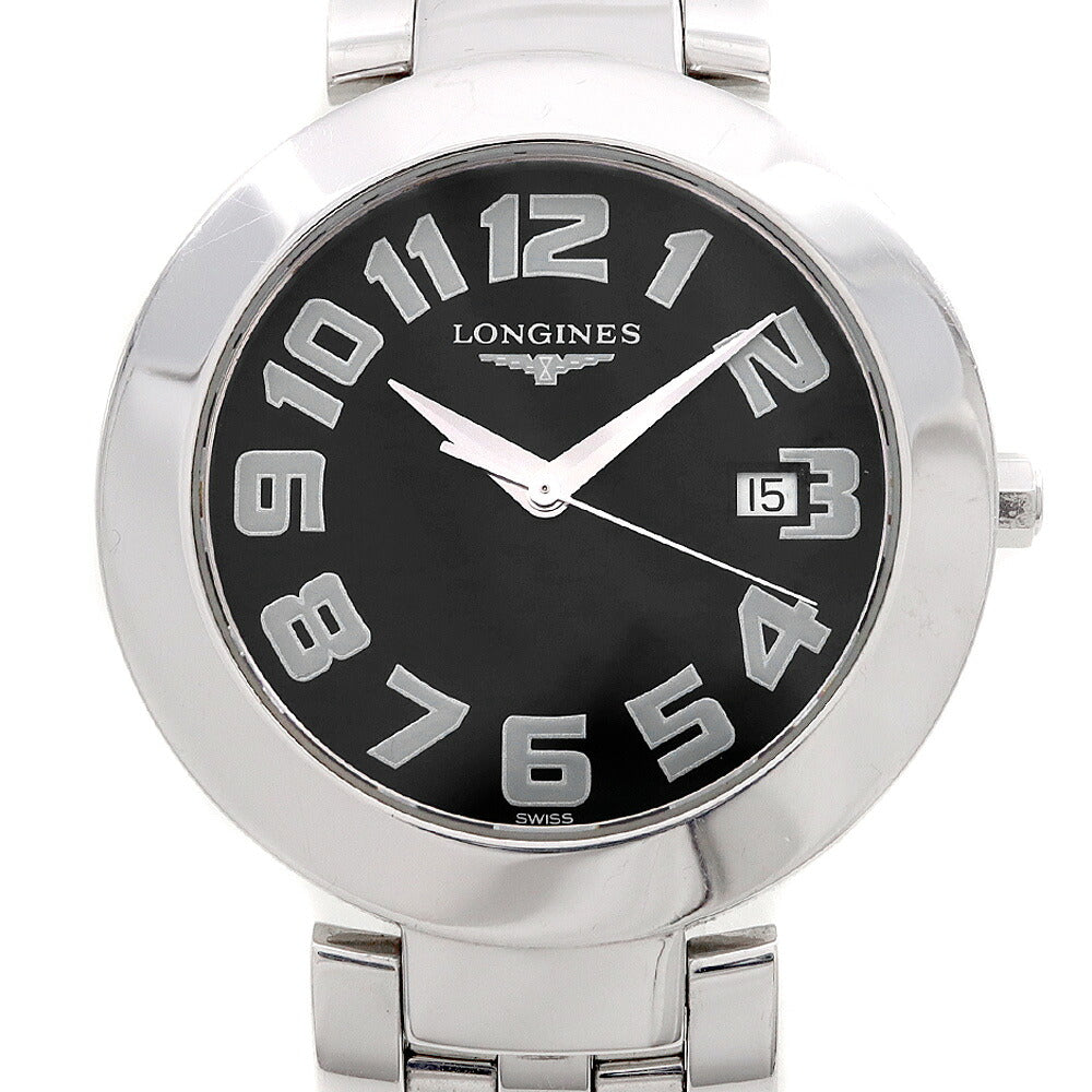 電池交換済 LONGINES ロンジン ドルチェビータ L5.675.4 デイト 黒 ブラック SS ステンレス メンズ クォーツ ドルチェヴィータ【6ヶ月保証】【腕時計】【中古】