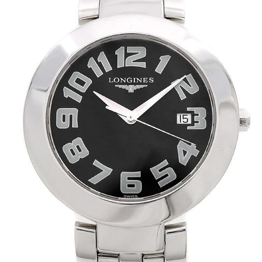 電池交換済 LONGINES ロンジン ドルチェビータ L5.675.4 デイト 黒 ブラック SS ステンレス メンズ クォーツ ドルチェヴィータ【6ヶ月保証】【腕時計】【中古】