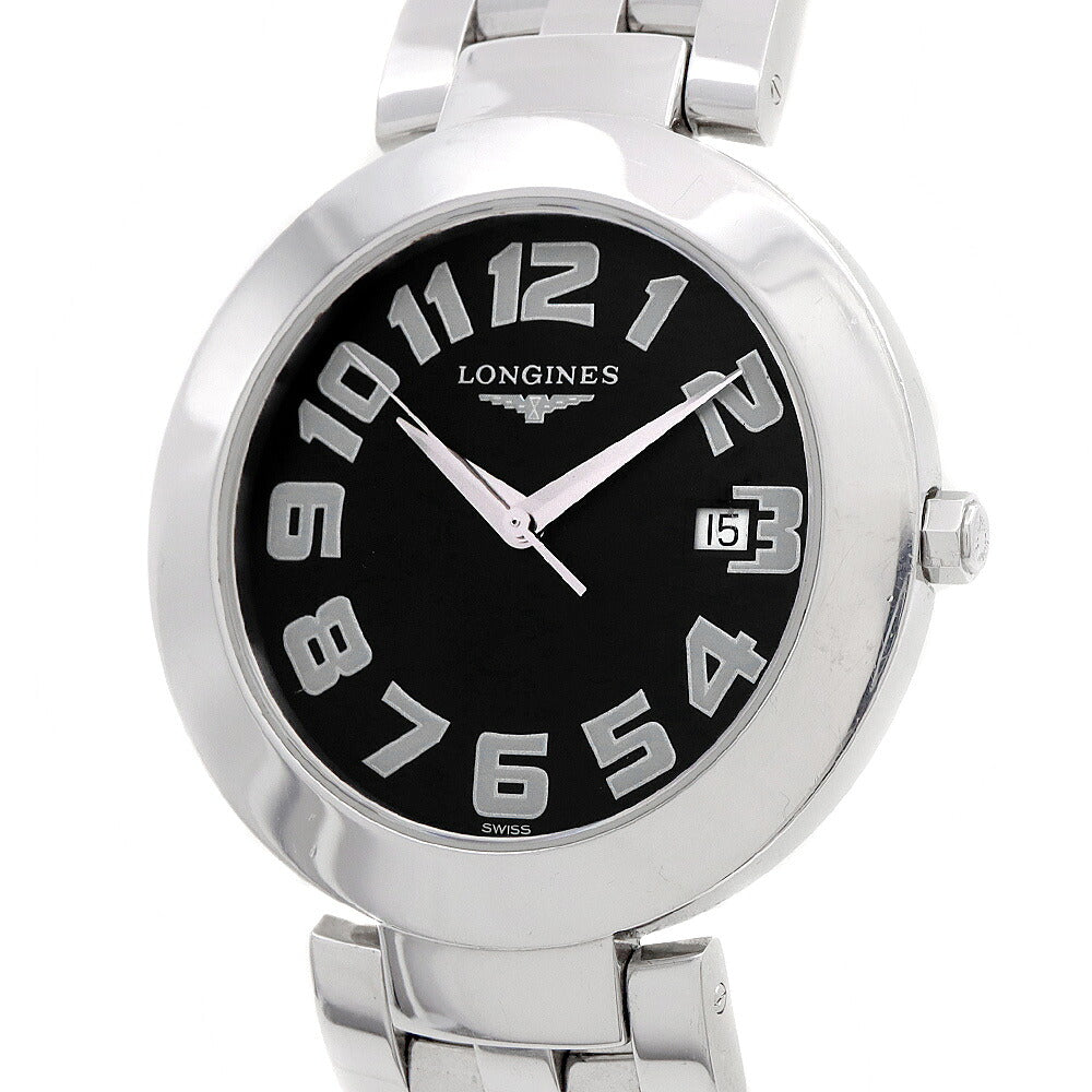 電池交換済 LONGINES ロンジン ドルチェビータ L5.675.4 デイト 黒 ブラック SS ステンレス メンズ クォーツ ドルチェヴィータ【6ヶ月保証】【腕時計】【中古】