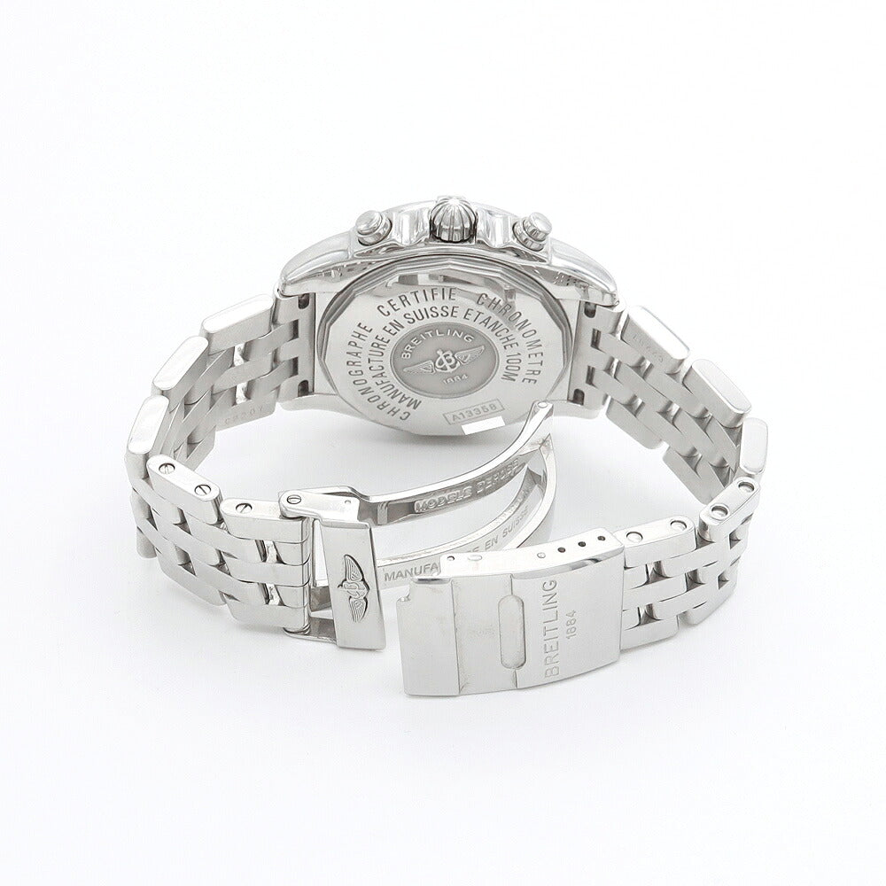 BREITLING ブライトリング クロノ コックピット A13358 クロノグラフ デイト 100m防水 青 ブルー SS ステンレス メンズ 自動巻き【6ヶ月保証】【腕時計】【中古】