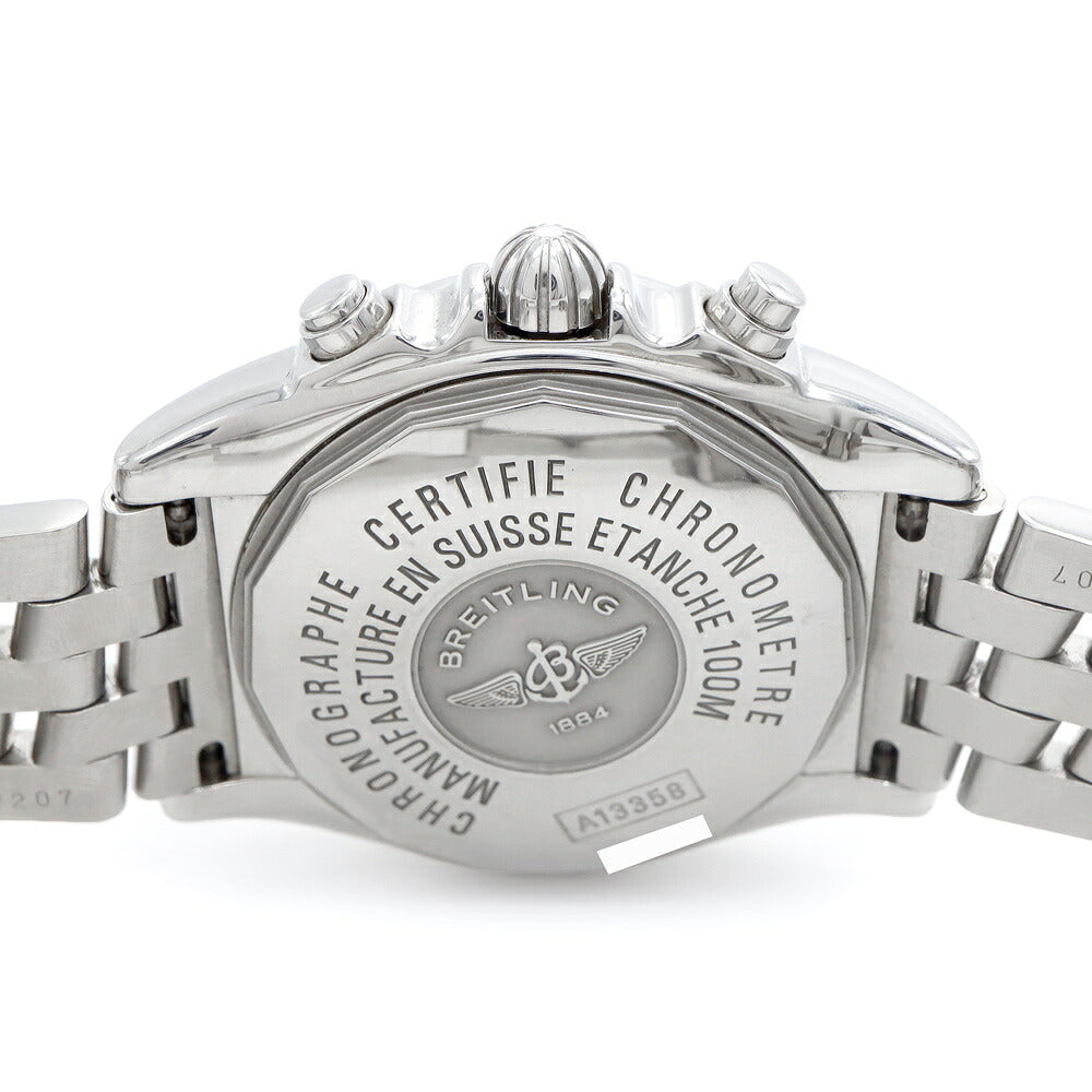 BREITLING ブライトリング クロノ コックピット A13358 クロノグラフ デイト 100m防水 青 ブルー SS ステンレス メンズ 自動巻き【6ヶ月保証】【腕時計】【中古】