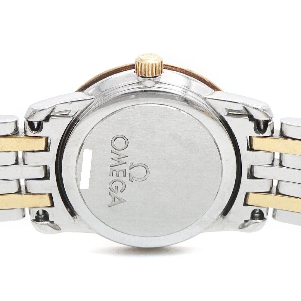 電池交換済 OMEGA オメガ DeVille デビル プレステージ ダイヤベゼル 4375.95 ダイヤモンド 16Pダイヤ 白 ホワイトシェル YG イエローゴールド SS ステンレス コンビ レディース クォーツ デヴィル【6ヶ月保証】【腕時計】【中古】