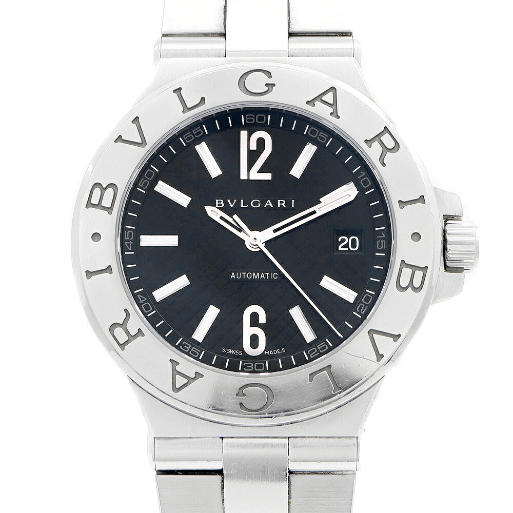 BVLGARI ブルガリ ディアゴノ DG40S デイト ブラック 黒 SS ステンレス メンズ 自動巻き【6ヶ月保証】【腕時計】【中古】