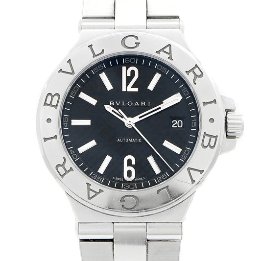BVLGARI ブルガリ ディアゴノ DG40S デイト ブラック 黒 SS ステンレス メンズ 自動巻き【6ヶ月保証】【腕時計】【中古】
