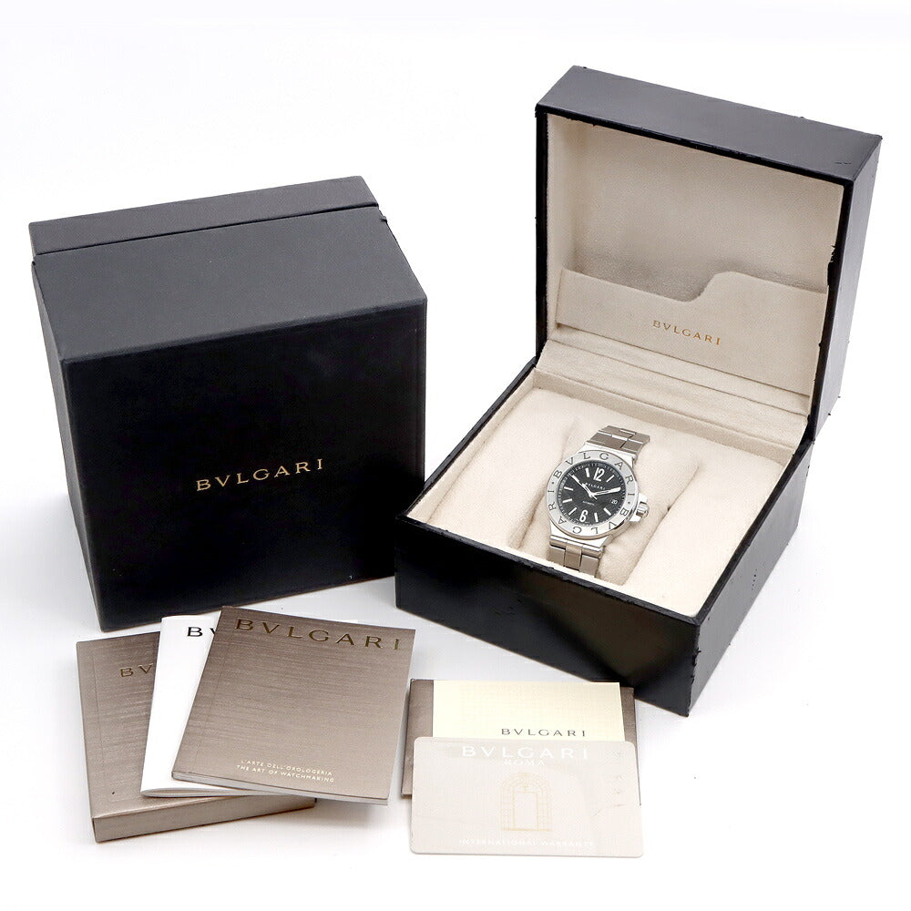 BVLGARI ブルガリ ディアゴノ DG40S デイト ブラック 黒 SS ステンレス メンズ 自動巻き【6ヶ月保証】【腕時計】【中古】