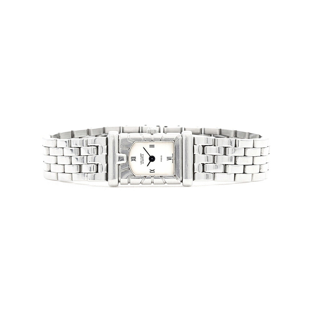 電池交換済 VanCleef&Arppels ヴァンクリーフ＆アーペル ファサード 531963T5 白 ホワイト SS ステンレス レディース クォーツ【6ヶ月保証】【腕時計】【中古】