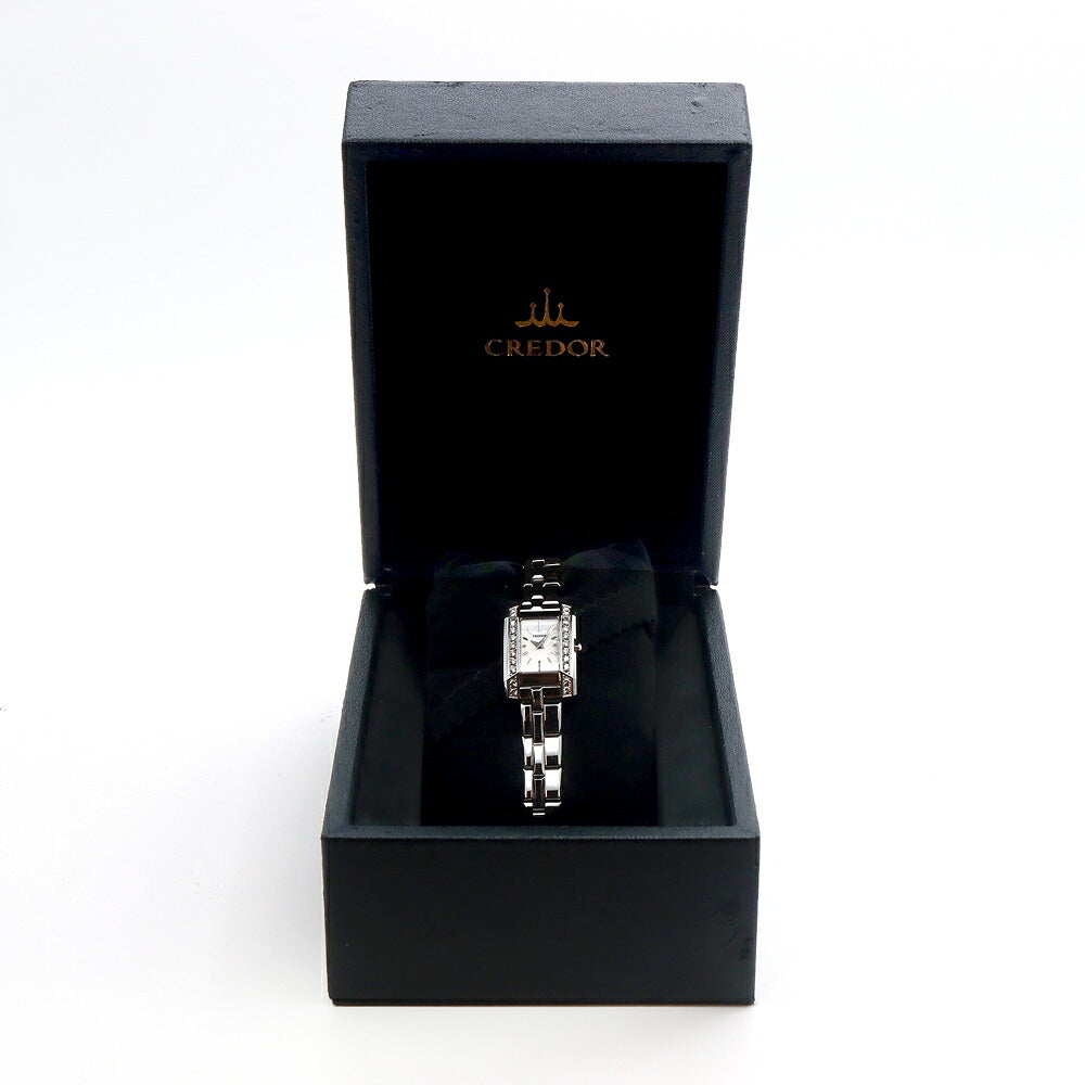 電池交換済 SEIKO セイコー クレドール ノード ダイヤベゼル 5A70-0AY0 純正ダイヤモンド シルバー SS ステンレス レディース クォーツ【6ヶ月保証】【腕時計】【中古】