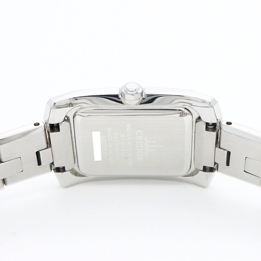 電池交換済 SEIKO セイコー クレドール ノード ダイヤベゼル 5A70-0AY0 純正ダイヤモンド シルバー SS ステンレス レディース クォーツ【6ヶ月保証】【腕時計】【中古】
