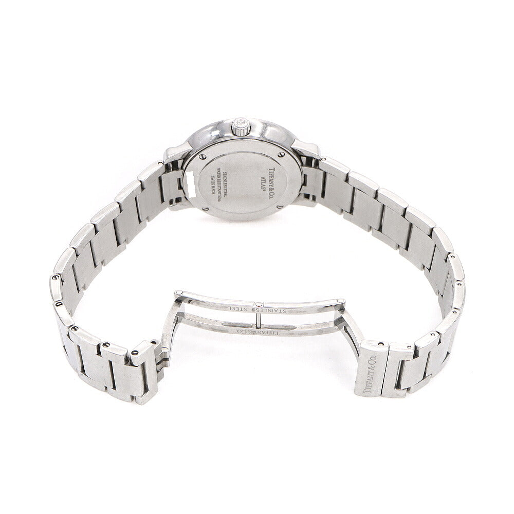 電池交換済 TIFFANY&Co. ティファニー アトラス  2ハンド ダイヤベゼル 32777805 ダイヤモンド デイト 50m防水 ピンク SS ステンレス レディース クォーツ 【6ヶ月保証】【腕時計】【中古】