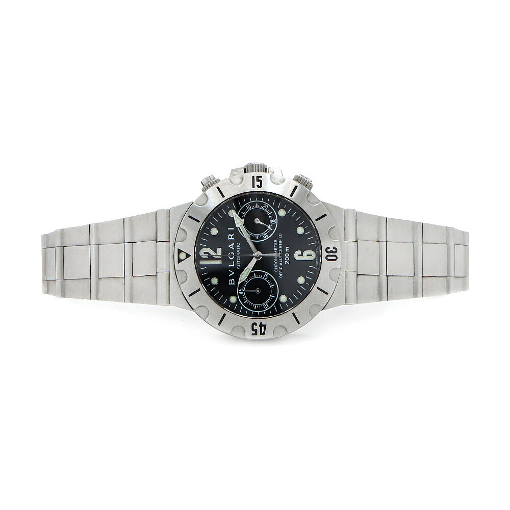 BVLGARI ブルガリ ディアゴノ スクーバ SCB38S クロノグラフ 200m防水 黒 ブラック SS ステンレス メンズ 自動巻き【6ヶ月保証】【腕時計】【中古】