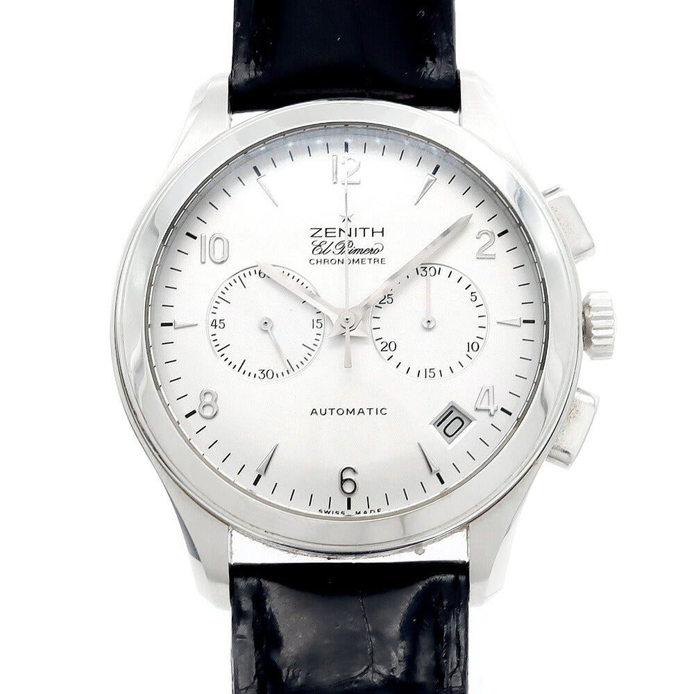ZENITH ゼニス クラス エルプリメロ 03.0510.4002 30m防水 クロノグラフ デイト 裏スケ シルバー SS メンズ 自動巻き【6ヶ月保証】【腕時計】【中古】