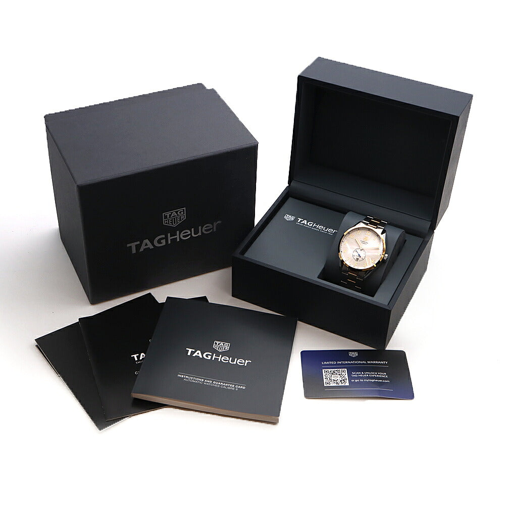 TAG Heuer タグホイヤー カレラ ヘリテージ キャリバー6 WAS2150 BD0733 デイト 100m防水 裏スケ シルバー YG イエローゴールド SS ステンレス コンビ メンズ 自動巻き【6ヶ月保証】【腕時計】【中古】