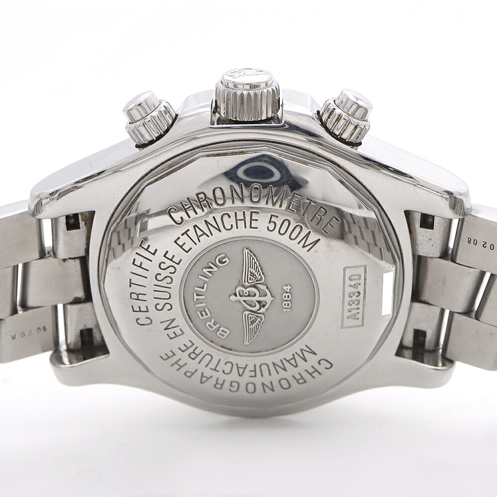 内部点検済 BREITLING ブライトリング スーパーオーシャン クロノグラフ A13340 デイデイト 500m防水 シルバー 青 ブルー SS ステンレス メンズ 自動巻き【6ヶ月保証】【腕時計】【中古】