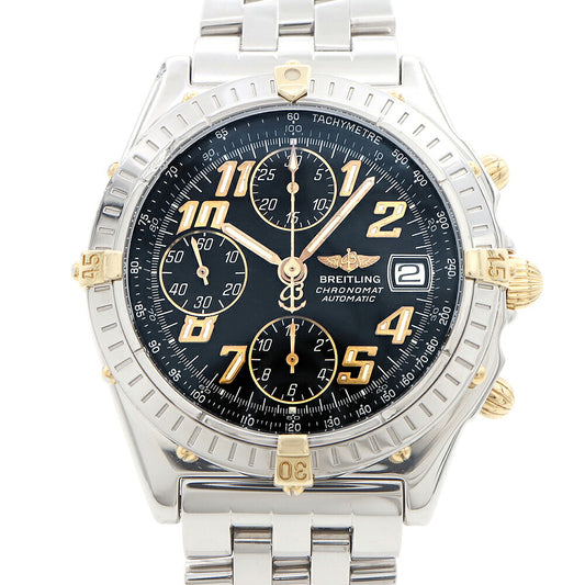 BREITLING ブライトリング クロノマット クロノグラフ B13350 デイト スモールセコンド 100m防水 黒 ブラック SS ステンレス YG イエローゴールド コンビ メンズ 自動巻き【6ヶ月保証】【腕時計】【中古】