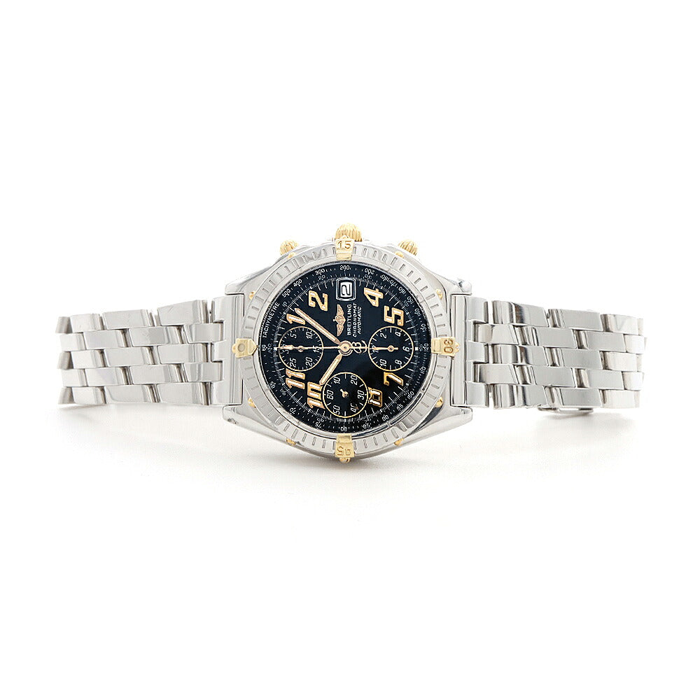 BREITLING ブライトリング クロノマット クロノグラフ B13350 デイト スモールセコンド 100m防水 黒 ブラック SS ステンレス YG イエローゴールド コンビ メンズ 自動巻き【6ヶ月保証】【腕時計】【中古】