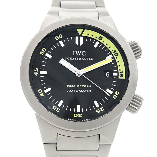 Internally inspected IWC International Watch Company Aquatimer 2000 IW353803 Date 2000m Water Resistant Black Ti Titanium Men's Automatic Winding [6 Month Warranty] [Watch] [Used]