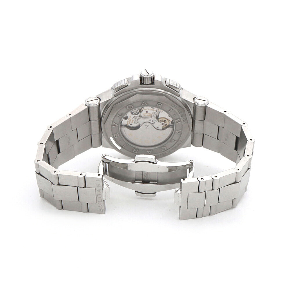 BVLGARI ブルガリ ディアゴノ カリブロ 303 クロノグラフ DG42SCH デイト 裏スケ スモールセコンド 黒 ブラック シルバー SS ステンレス メンズ 自動巻き【6ヶ月保証】【腕時計】【中古】