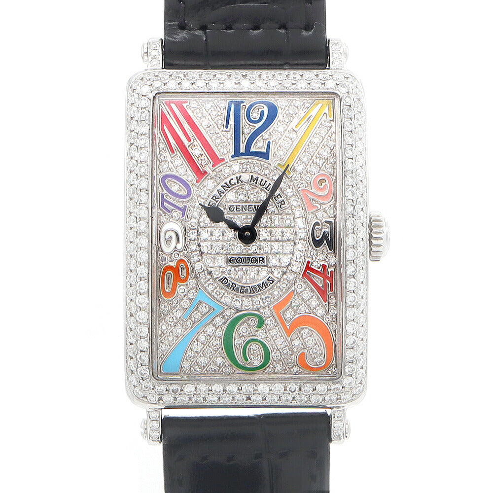 電池交換済 FRANCK MULLER フランクミュラー ロングアイランド カラードリーム ダイヤベゼル 952QZ ダイヤモンド ダイヤ文字盤 SS ステンレス アフターダイヤ レディース クォーツ【6ヶ月保証】【中古】【腕時計】