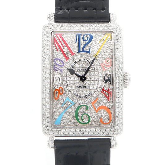 電池交換済 FRANCK MULLER フランクミュラー ロングアイランド カラードリーム ダイヤベゼル 952QZ ダイヤモンド ダイヤ文字盤 SS ステンレス アフターダイヤ レディース クォーツ【6ヶ月保証】【中古】【腕時計】