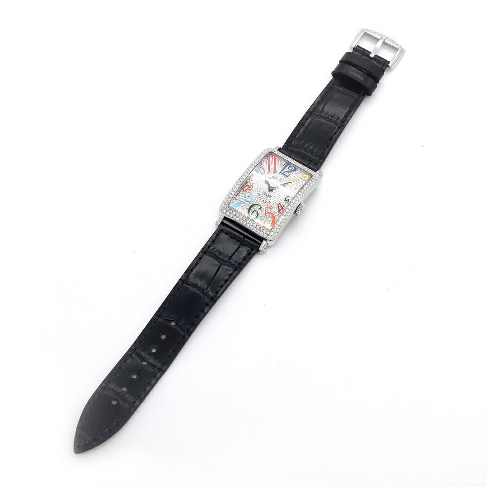電池交換済 FRANCK MULLER フランクミュラー ロングアイランド カラードリーム ダイヤベゼル 952QZ ダイヤモンド ダイヤ文字盤 SS ステンレス アフターダイヤ レディース クォーツ【6ヶ月保証】【中古】【腕時計】