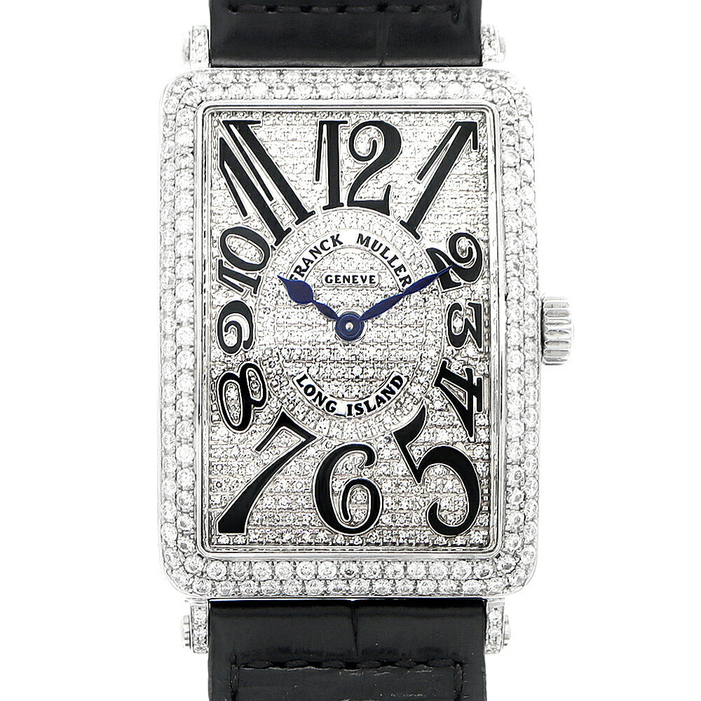 電池交換済 FRANCK MULLER フランクミュラー ロングアイランド 2重ダイヤベゼル 1002QZ ダイヤモンド  ダイヤ文字盤 SS ステンレス アフターダイヤ メンズ クォーツ【6ヶ月保証】【中古】【腕時計】