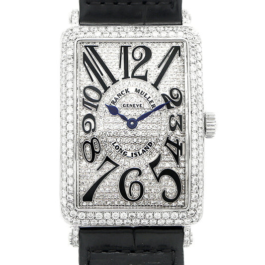 電池交換済 FRANCK MULLER フランクミュラー ロングアイランド 2重ダイヤベゼル 1002QZ ダイヤモンド  ダイヤ文字盤 SS ステンレス アフターダイヤ メンズ クォーツ【6ヶ月保証】【中古】【腕時計】