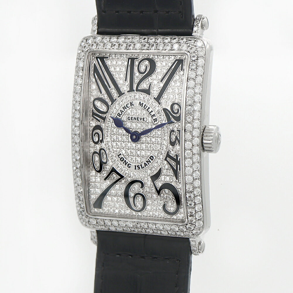 電池交換済 FRANCK MULLER フランクミュラー ロングアイランド 2重ダイヤベゼル 1002QZ ダイヤモンド  ダイヤ文字盤 SS ステンレス アフターダイヤ メンズ クォーツ【6ヶ月保証】【中古】【腕時計】