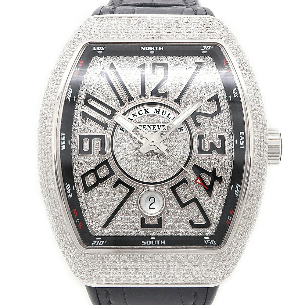 FRANCK MULLER フランクミュラー ヴァンガード ダイヤベゼル V41SCDT ダイヤモンド ダイヤ文字盤 デイト SS ステンレス アフターダイヤ メンズ 自動巻き【6ヶ月保証】【中古】【腕時計】
