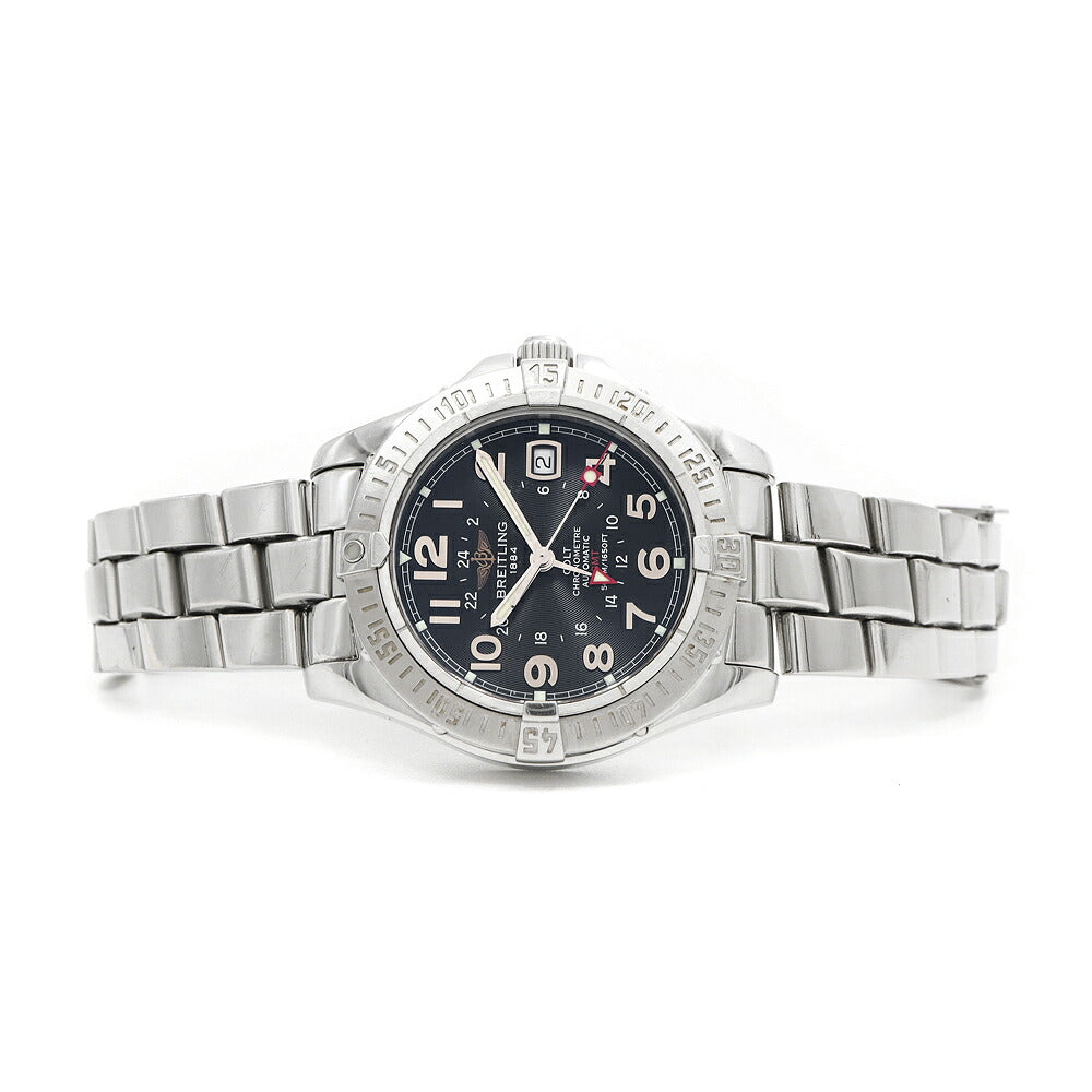 内部点検済 BREITLING ブライトリング エアロマリン コルト GMT A32350 デイト 500ｍ防水 黒 ブラック SS ステンレス メンズ 自動巻き【6ヶ月保証】【腕時計】【中古】