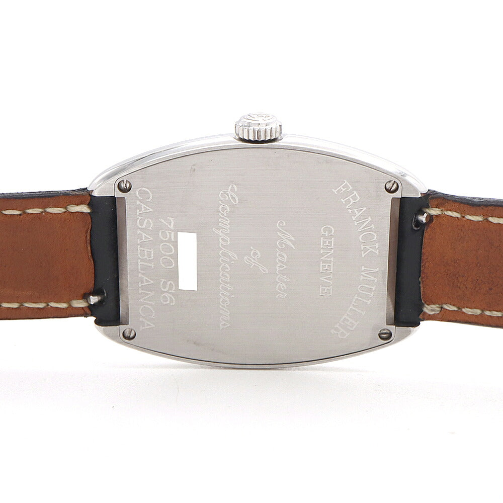 内部点検済 FRANCK MULLER フランクミュラー カサブランカ 7500S6 黒 ブラック SS ステンレス 純正ベルト 純正尾錠 メンズ レディース ボーイズ 手巻き【6ヶ月保証】【中古】【腕時計】