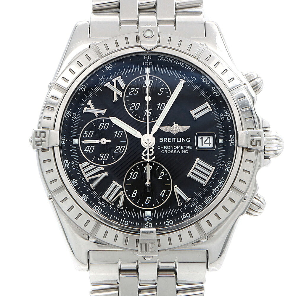 BREITLING ブライトリング クロスウィンド A13355 クロノグラフ デイト 100m防水 黒 ブラック SS ステンレス メンズ 自動巻き 【6ヶ月保証】【腕時計】【中古】