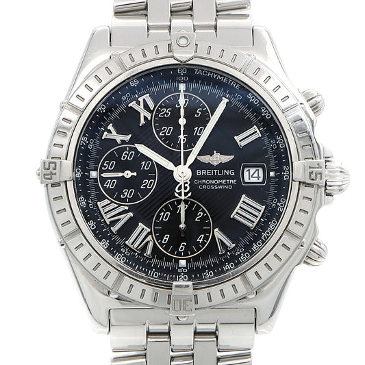 BREITLING ブライトリング クロスウィンド A13355 クロノグラフ デイト 100m防水 黒 ブラック SS ステンレス メンズ 自動巻き 【6ヶ月保証】【腕時計】【中古】