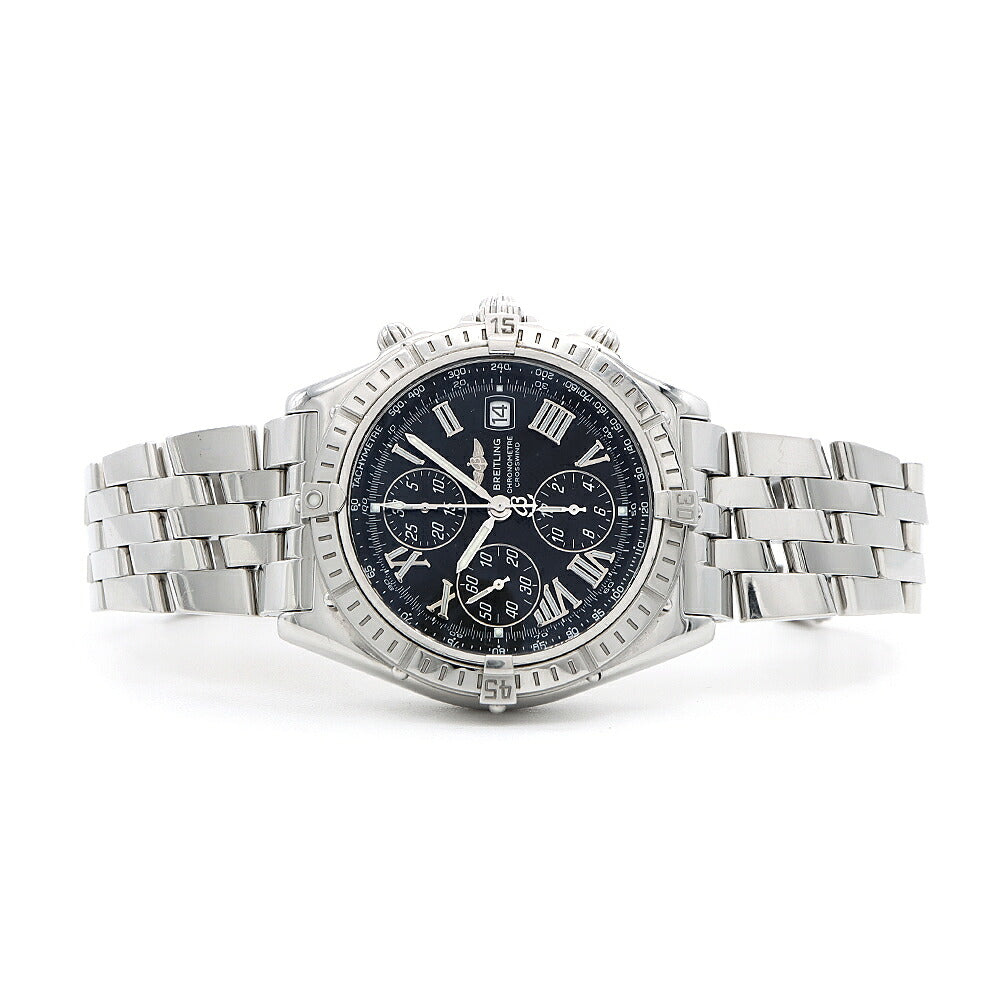 BREITLING ブライトリング クロスウィンド A13355 クロノグラフ デイト 100m防水 黒 ブラック SS ステンレス メンズ 自動巻き 【6ヶ月保証】【腕時計】【中古】