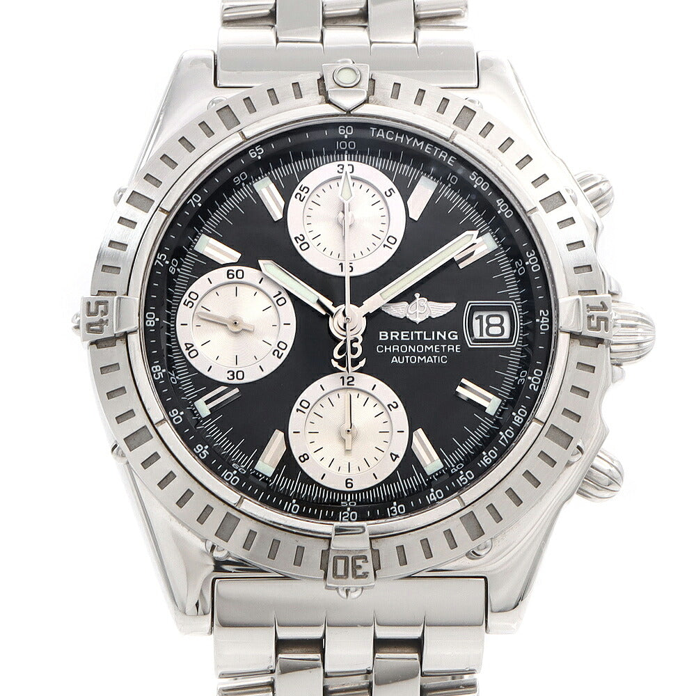 内部点検済 BREITLING ブライトリング クロノマット  A13352 クロノグラフ 100m防水 デイト 黒 ブラック SS ステンレス メンズ 自動巻き【6ヶ月保証】【腕時計】【中古】