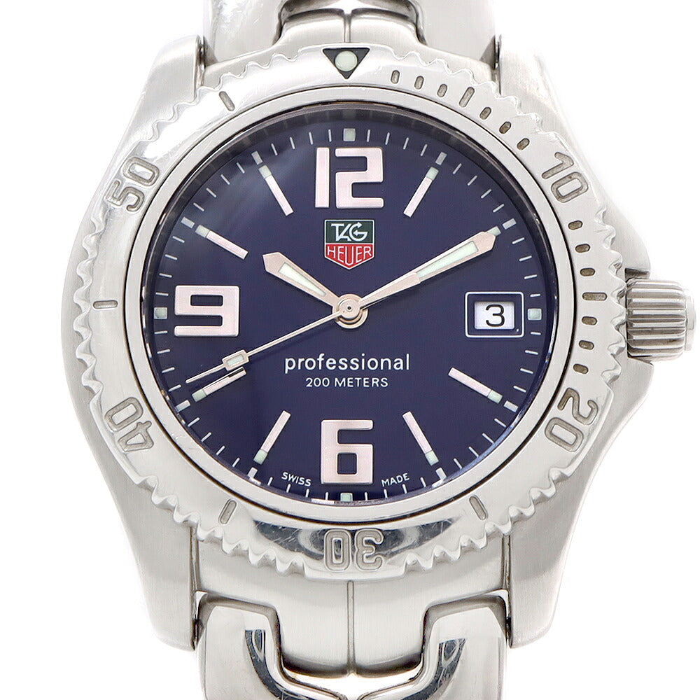 電池交換済 TAG Heuer タグホイヤー リンク プロフェッショナル WT1213 デイト 200m防水 青 ブルー SS ステンレス メンズ ボーイズ クォーツ【6ヶ月保証】【腕時計】【中古】